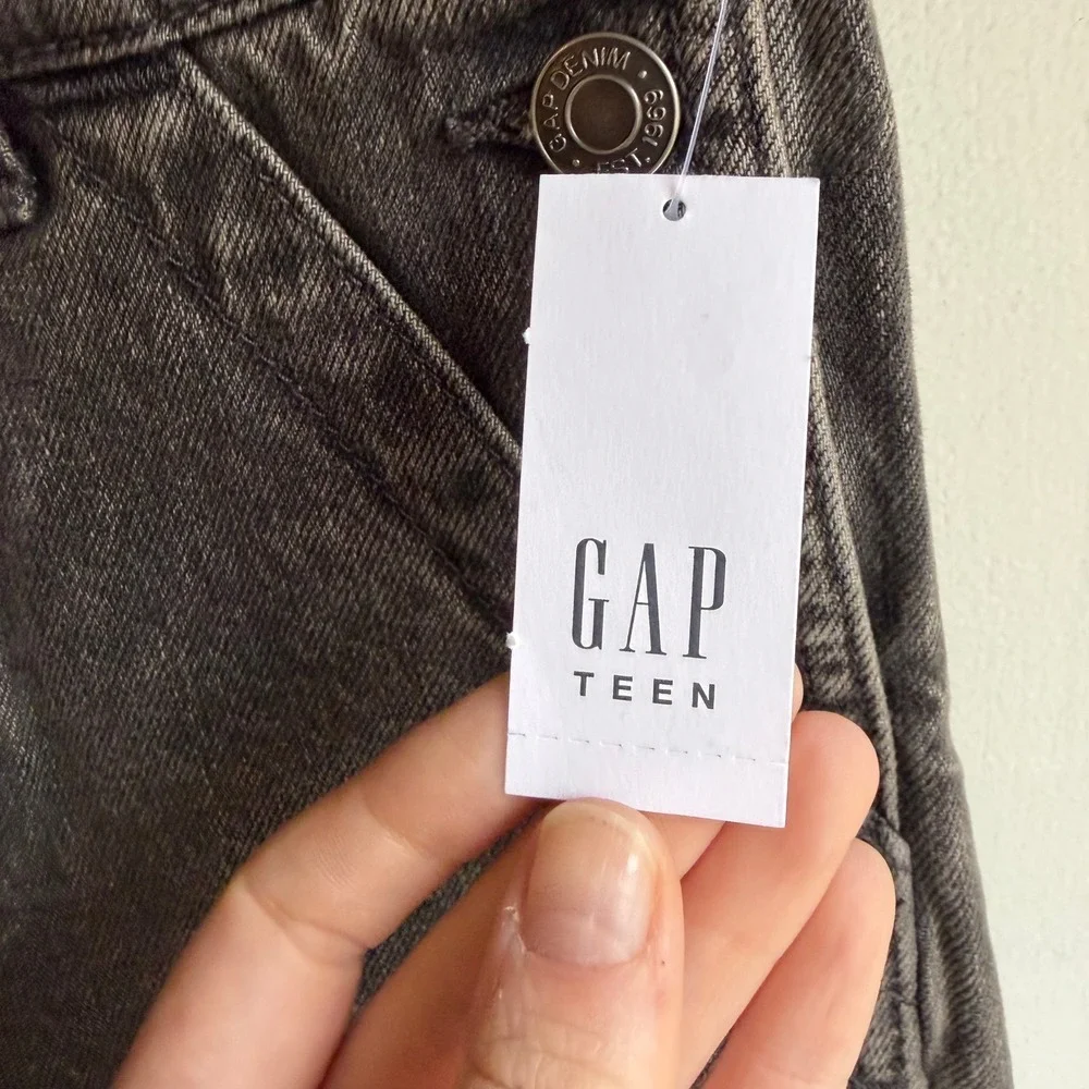 GAP Teen Black Wash Denim Overalls Size 8 Jumpsuit Kids Girls